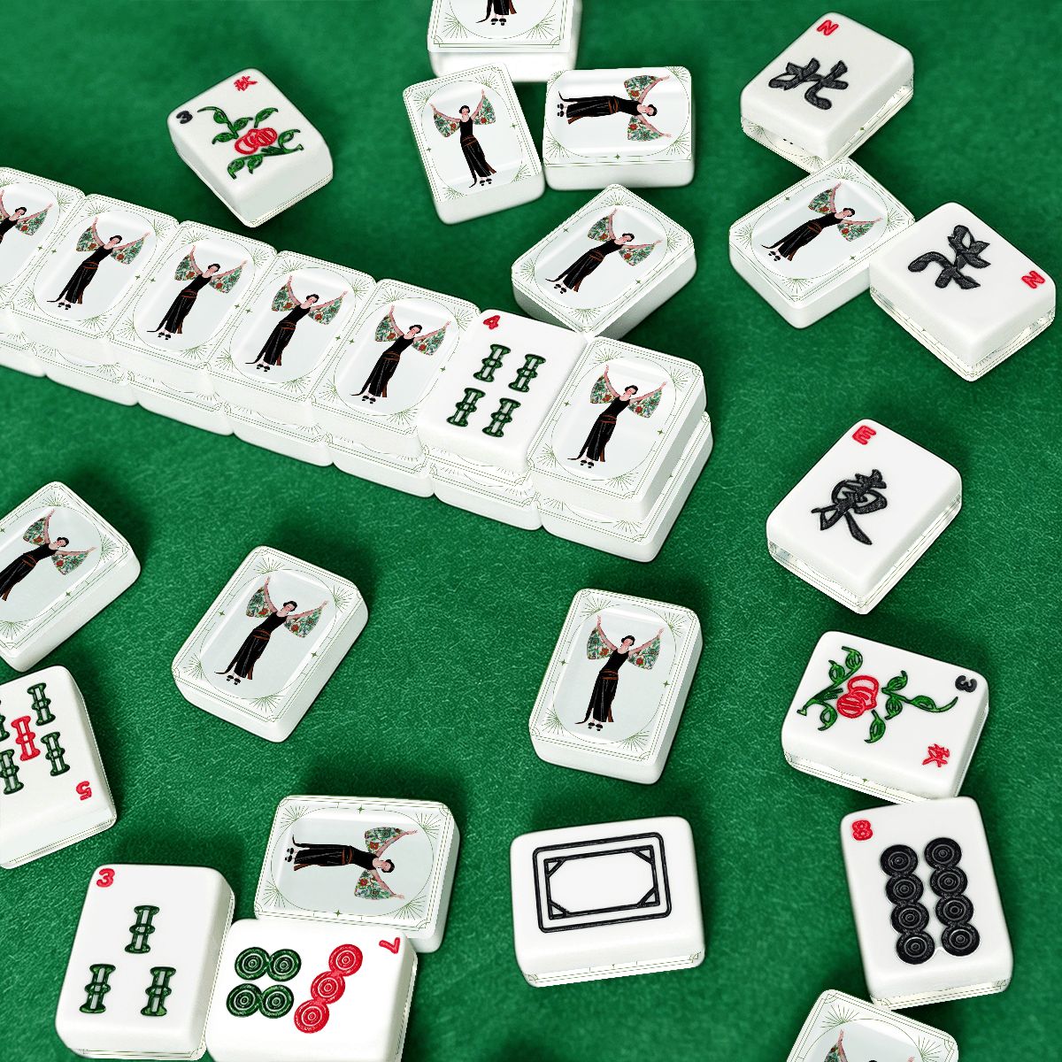 Art Deco American Mahjong Tiles And Carry Bag Case