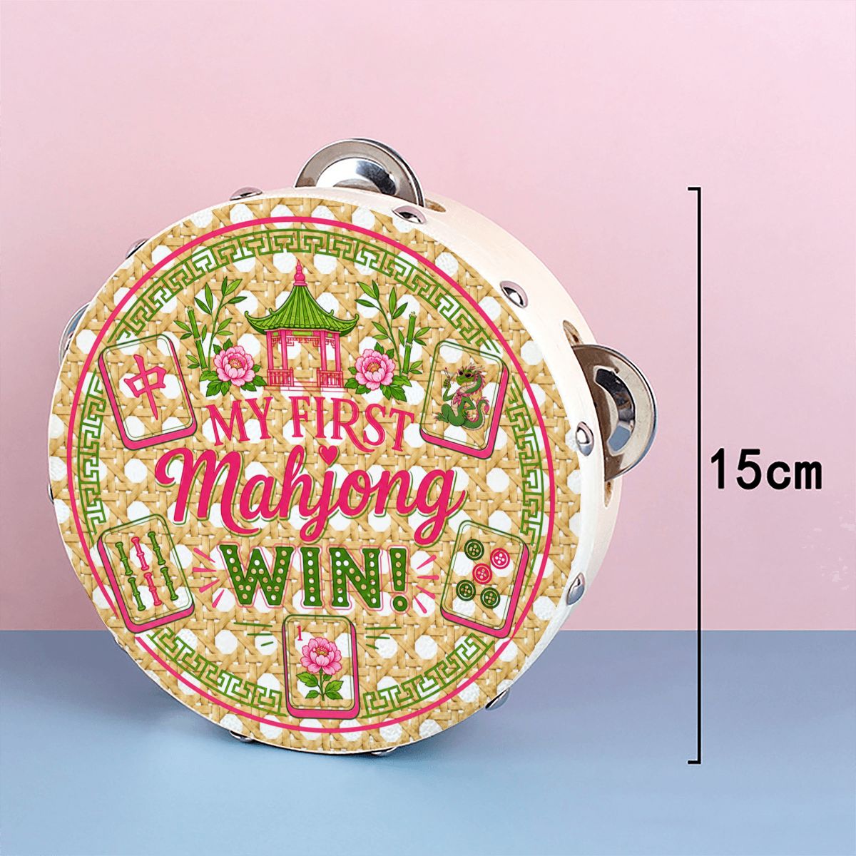 My First Mahjong Win Tambourine with Ribbon