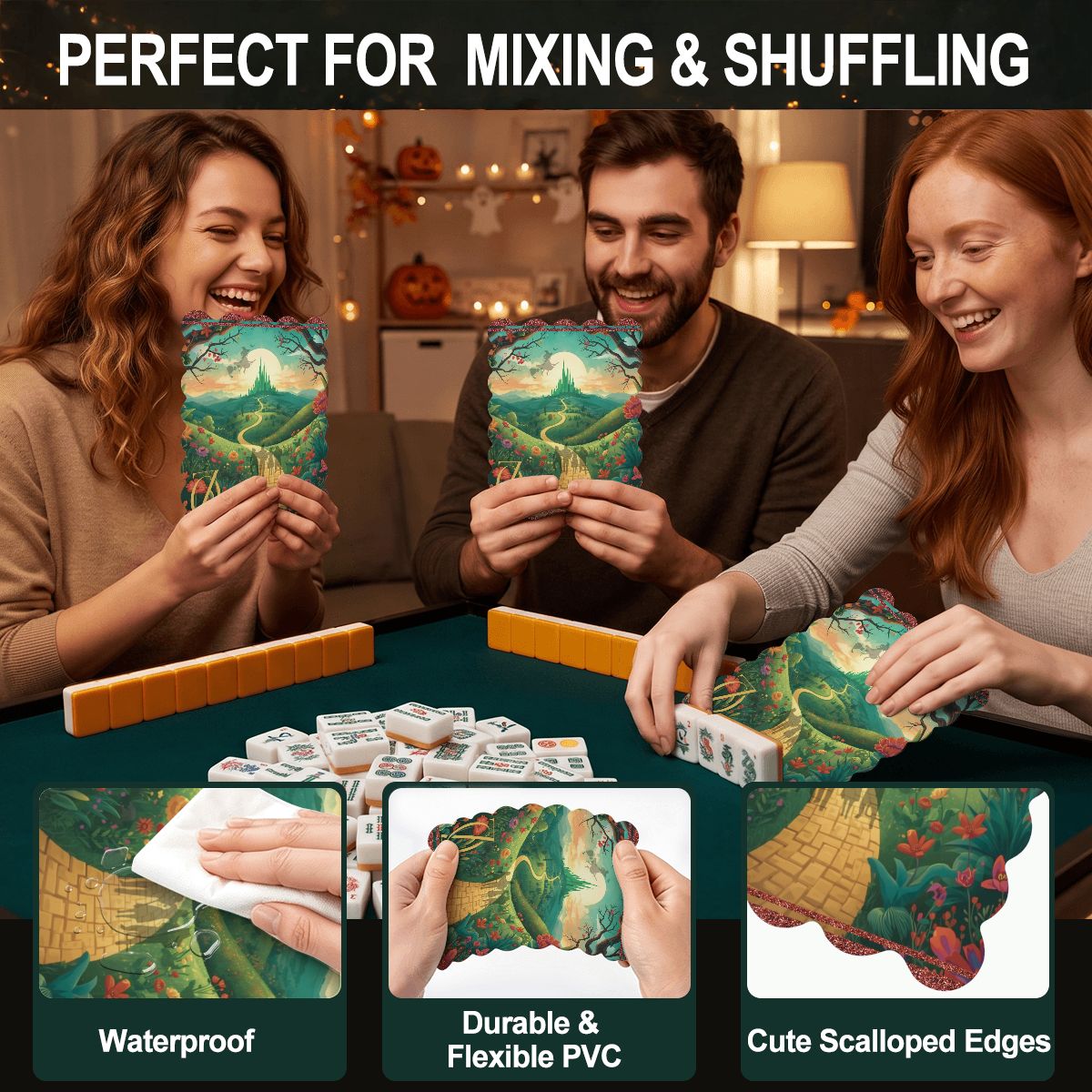 Wizard Of Oz Magical Scalloped Mahjong Shuffler Cards Set of 4 - Splash Of Mahj And Color Co.