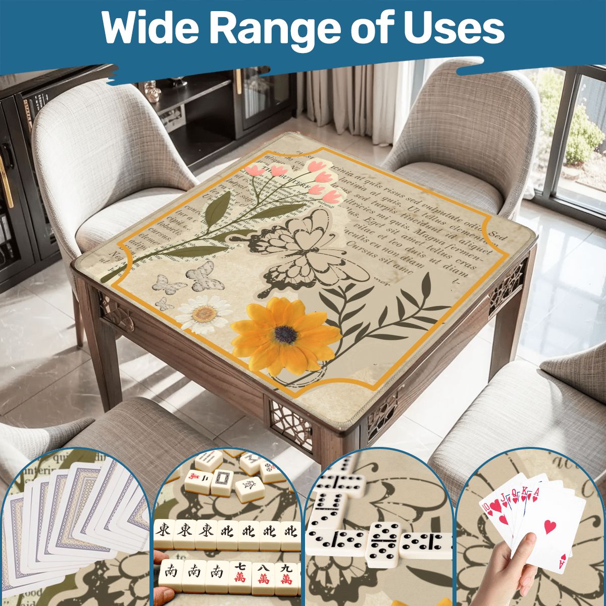 The Vintage Scrapbook Heirloom Butterfly, Floral Garden Mahjong Mat - Splash of Color Co.