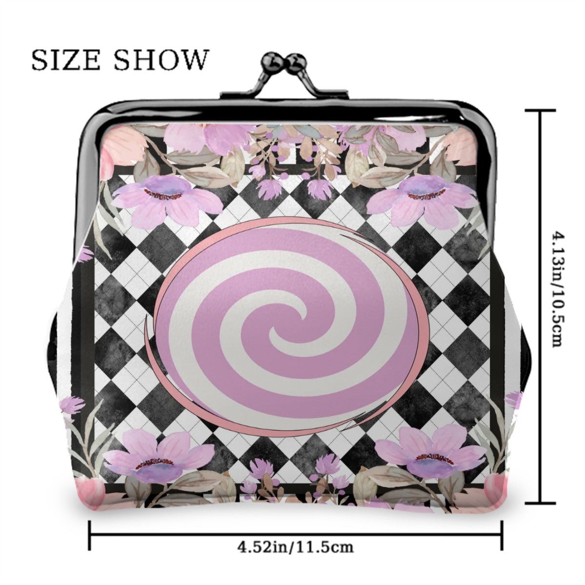 Harlequin Romance Preppy Floral Women's Leather Kiss Lock Coin Purse - Splash of Color Co.