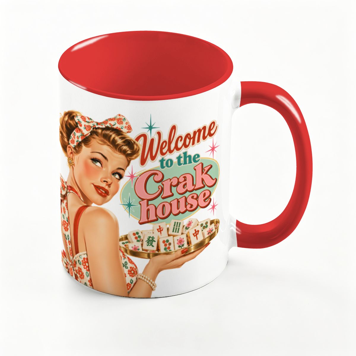 Funny Mahjong Mug, Welcome To The Crak House Modcentric Large Colorful Mug (15oz)