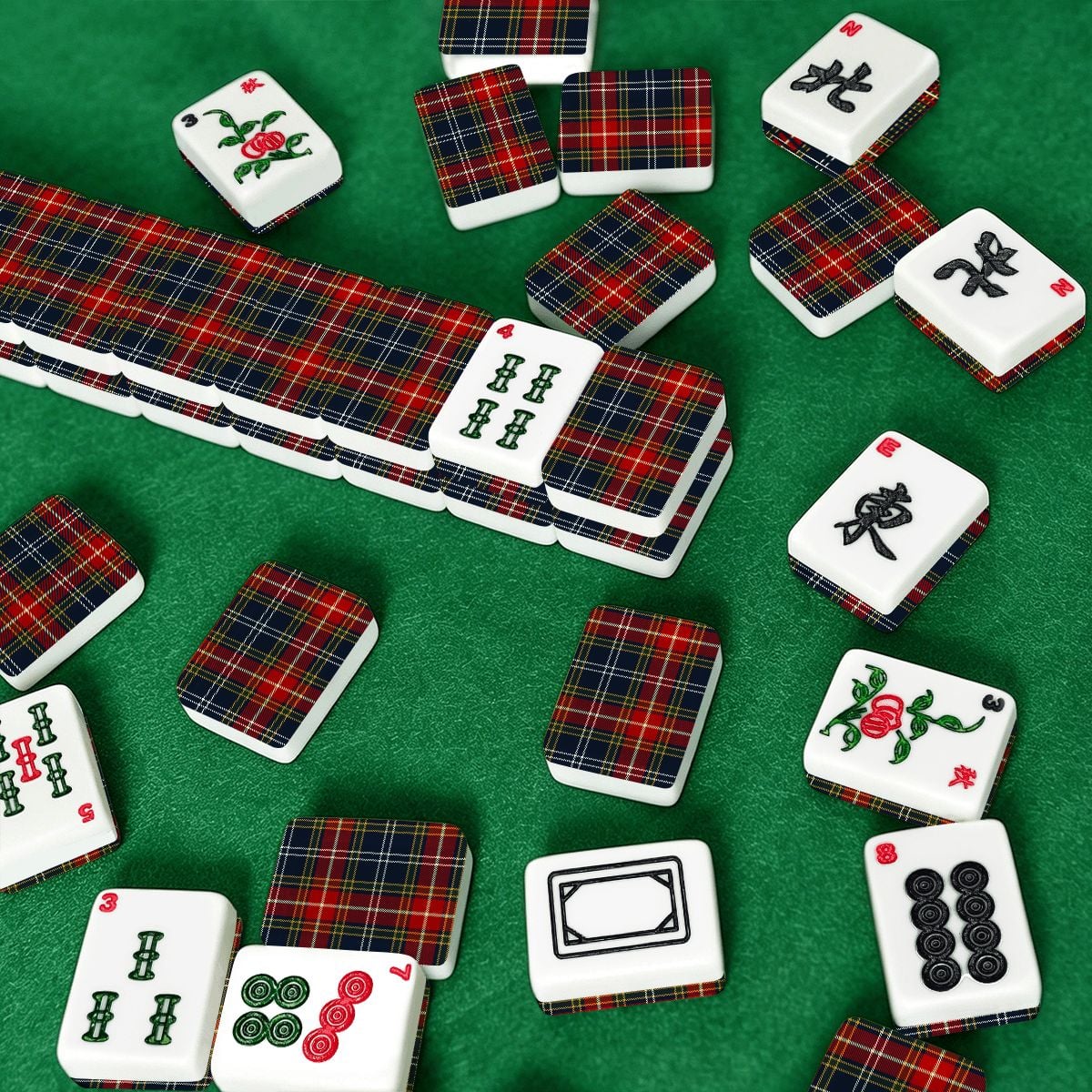 Tartan Plaid Traditional American Mahjong Tiles And Carry Case - Splash Of Mahj And Color Co.