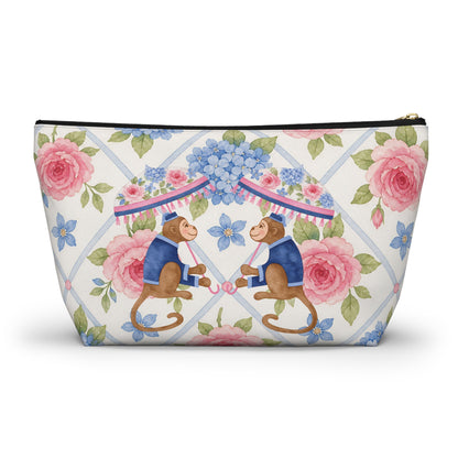 Floral Monkey Hydrangea Roses Vintage Charm Mahjong Tile Accessory Pouch w T - bottom - Splash of Color Co.
