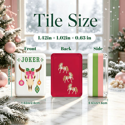 Merry Mahj Western Christmas Mahjong Tiles And Carry Case