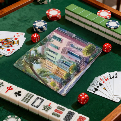 Charleston South Carolina Mahjong Card Holders Rainbow Row Watercolor Designed with Line Finder - Splash of Color Co.