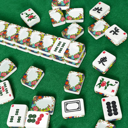 Tobacco Leaf Floral Chinoiserie American Mahjong Tiles And Carry Case - Splash of Color Co.