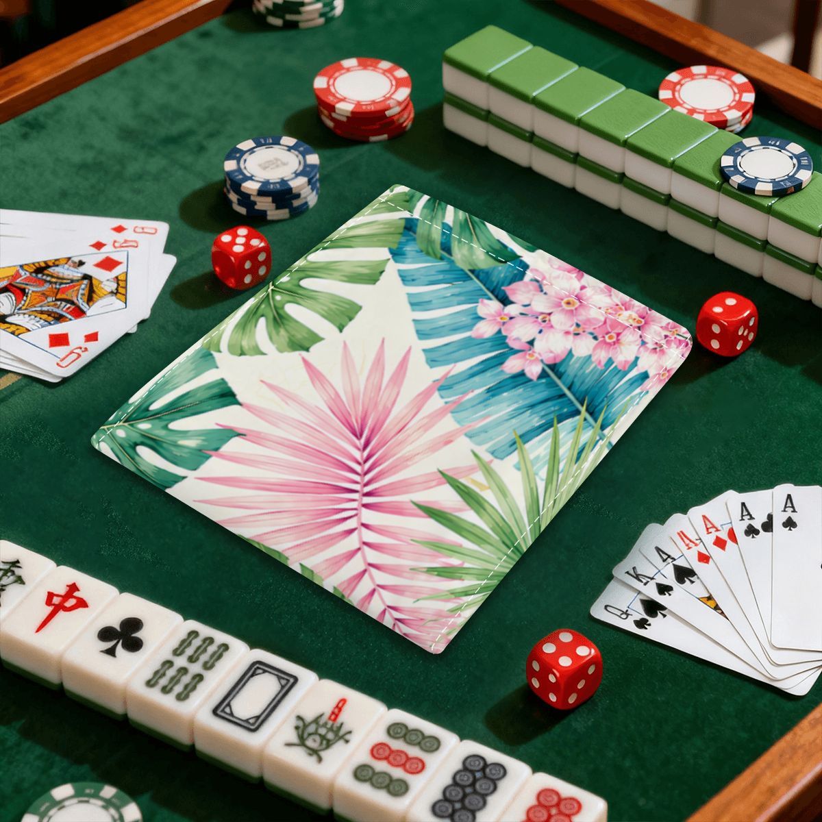 Tropical Jungle Pastel Paradise 4 Mahjong Card Holder with Line Finder