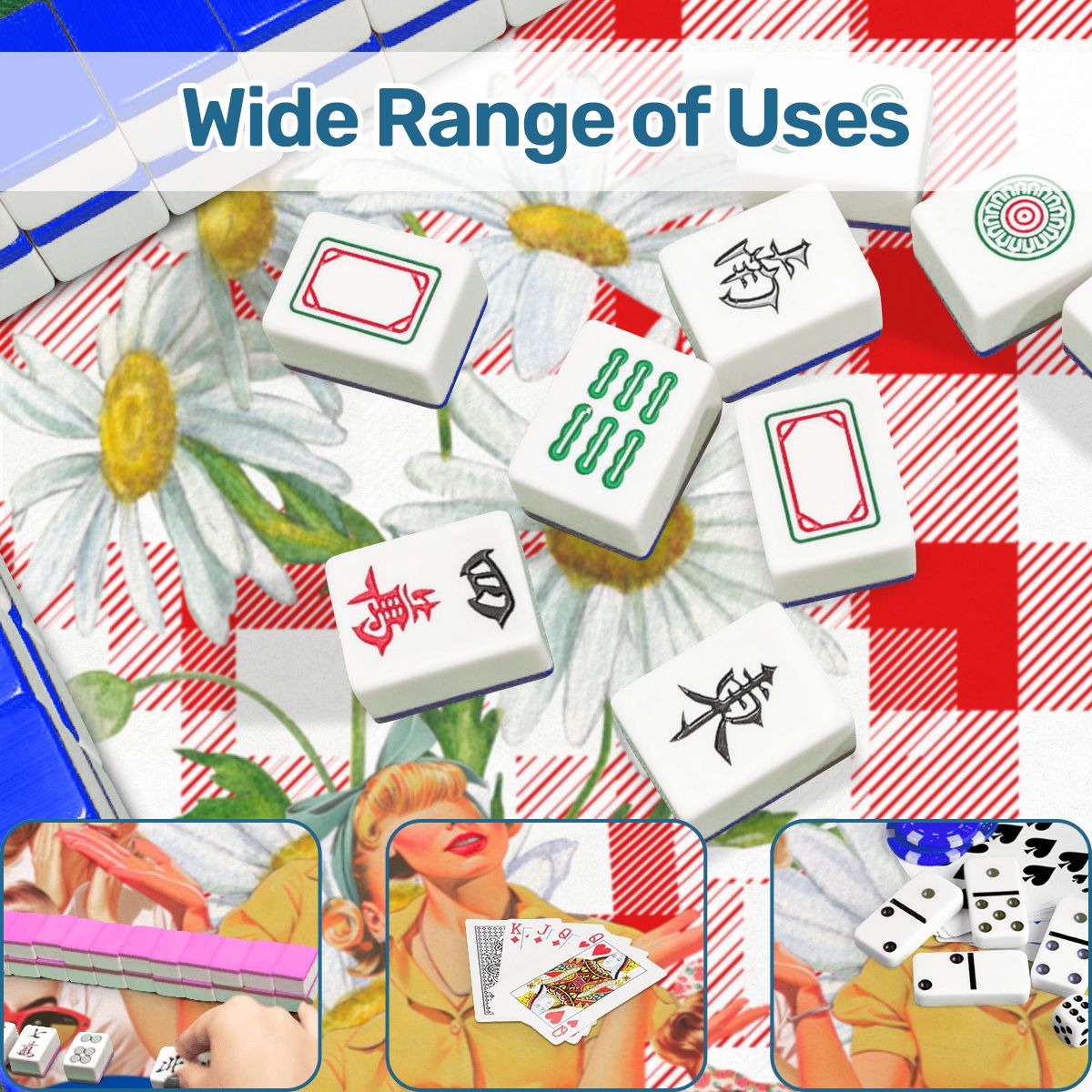 The Real Mahj Wives Red Gingham Nostalgic Mahjong Mat - Splash of Color Co.