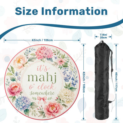 It's Mahj O'Clock Somewhere Floral Round Mahjong Mat