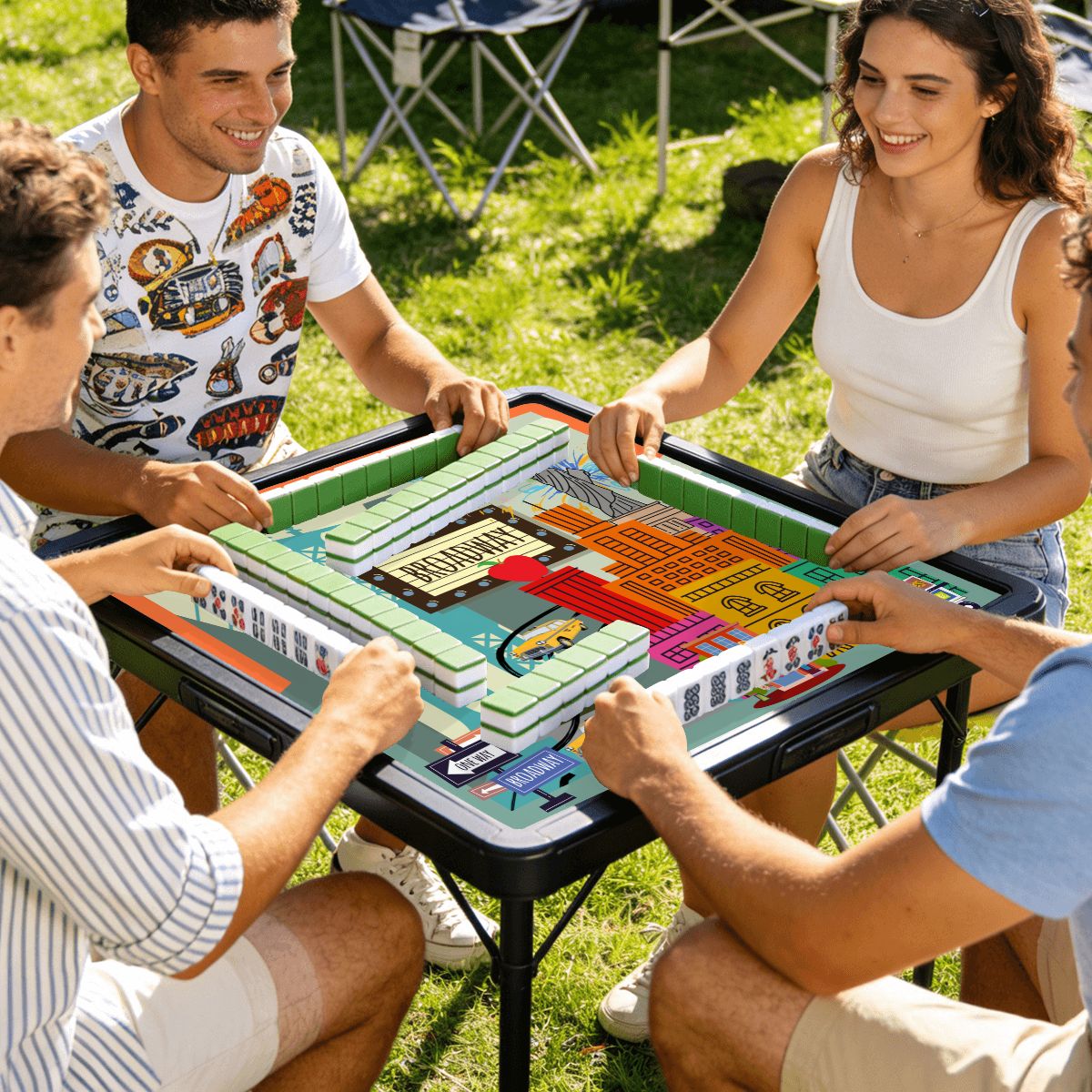 New York City Mahjong On Broadway Mini Mahjong Mat (Ship Rolled up) - Splash of Color Co.