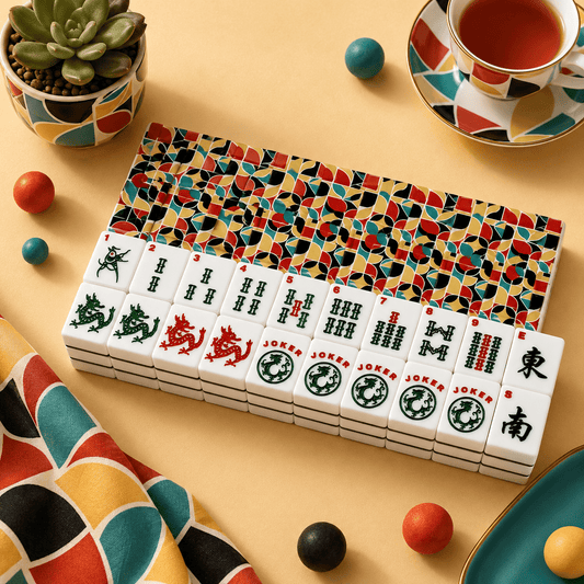 The Modmaxcentric Geometric American Mahjong Tiles And Carry Case - Splash Of Mahj And Color Co.