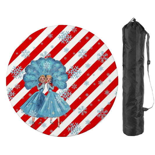 White Christmas Sister Love Candy Cane Striped Round Mahjong Mat - Splash Of Mahj And Color Co.