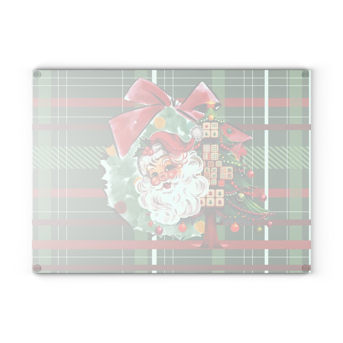 Mahjong Christmas Vintage Santa Glass Cutting Board
