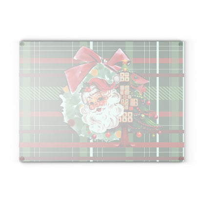 Mahjong Christmas Vintage Santa Glass Cutting Board