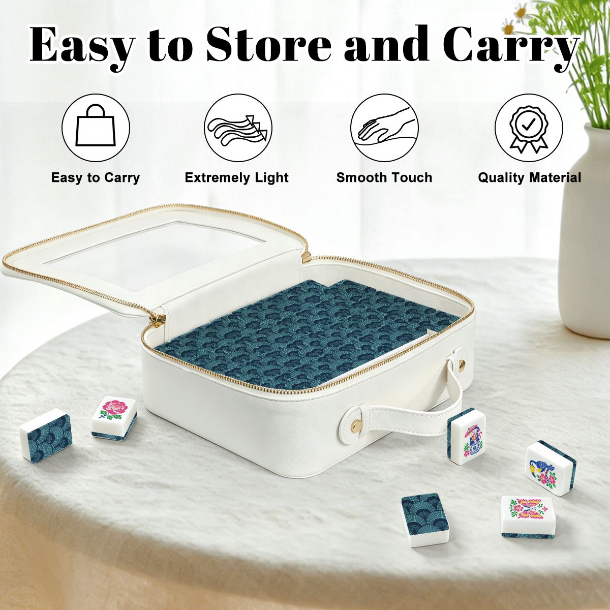 Art Deco Blue American Mahjong Tiles And Carry Case