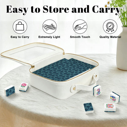 Art Deco Blue American Mahjong Tiles And Carry Case