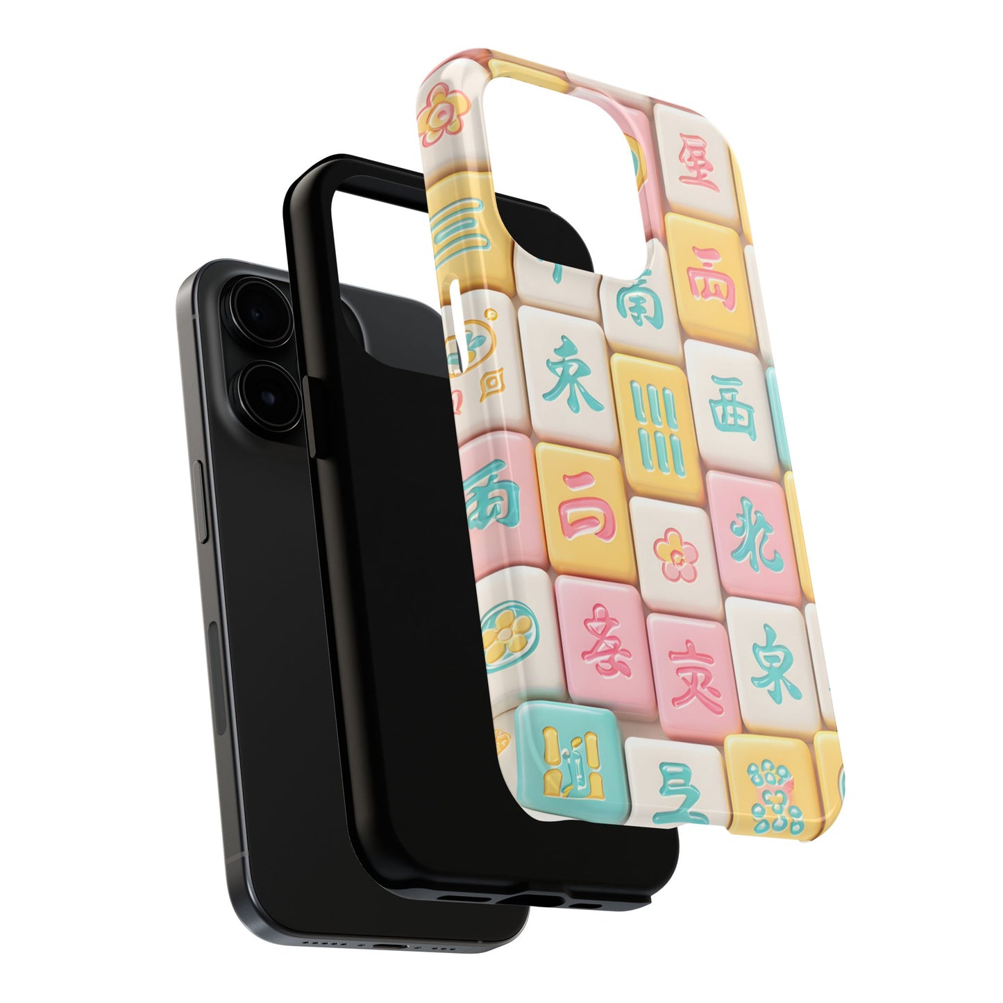 Pastel Mahjong Tile Phone Case | Cute Asian Game Pattern, Durable Protective Case - Splash of Color Co.