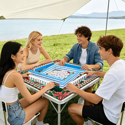 Nostalgic Modcentric Santa Christmas Mahjong Mat Sleek Surface