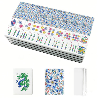 Tobacco Leaf Winterberry Floral Chinoiserie American Mahjong Tiles And Carry Case