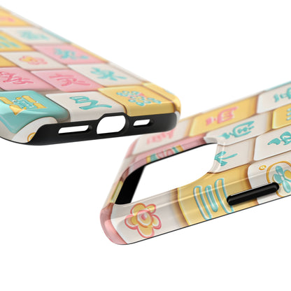 Pastel Mahjong Tile Phone Case | Cute Asian Game Pattern, Durable Protective Case - Splash of Color Co.