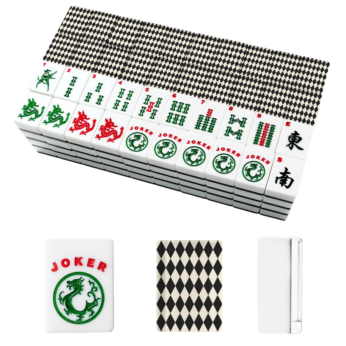 Harlequin Romance Black American Mahjong Tiles And Carry Case