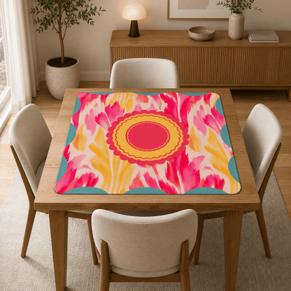 Summer Sorbet Paint Strokes Pink And Yellow Mahjong Mat - Splash Of Mahj And Color Co.