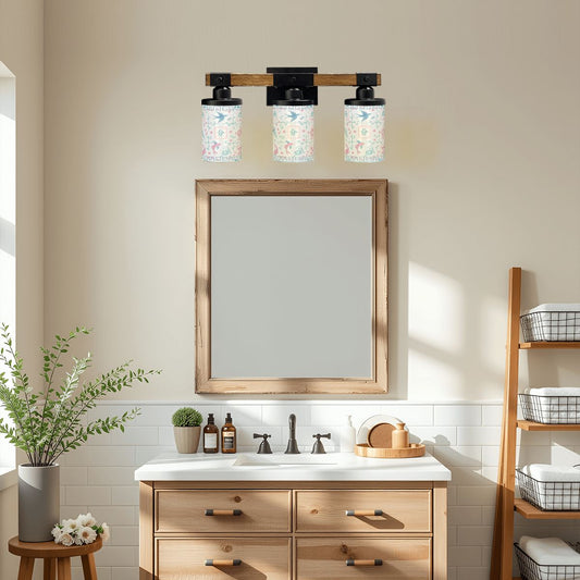 Asian Zen Mahjong Tiles Pretty Preppy Pastels Floral Vanity Light Fixture