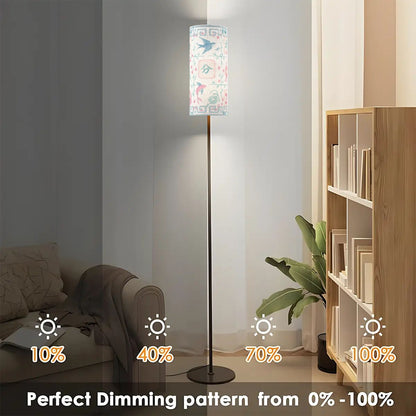 Asian Zen Mahjong Watercolor Tiles Modern Floral Book Nook Floor Lamp