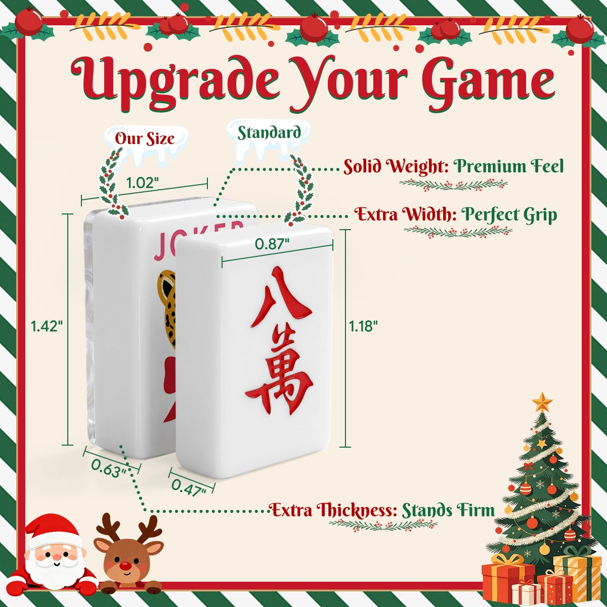 Mother Of Pearl Christmas Glam Holiday Mahjong Tiles And Carry Case