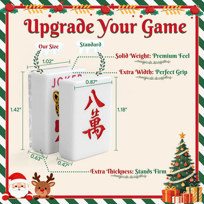 Mother Of Pearl Christmas Glam Holiday Mahjong Tiles And Carry Case