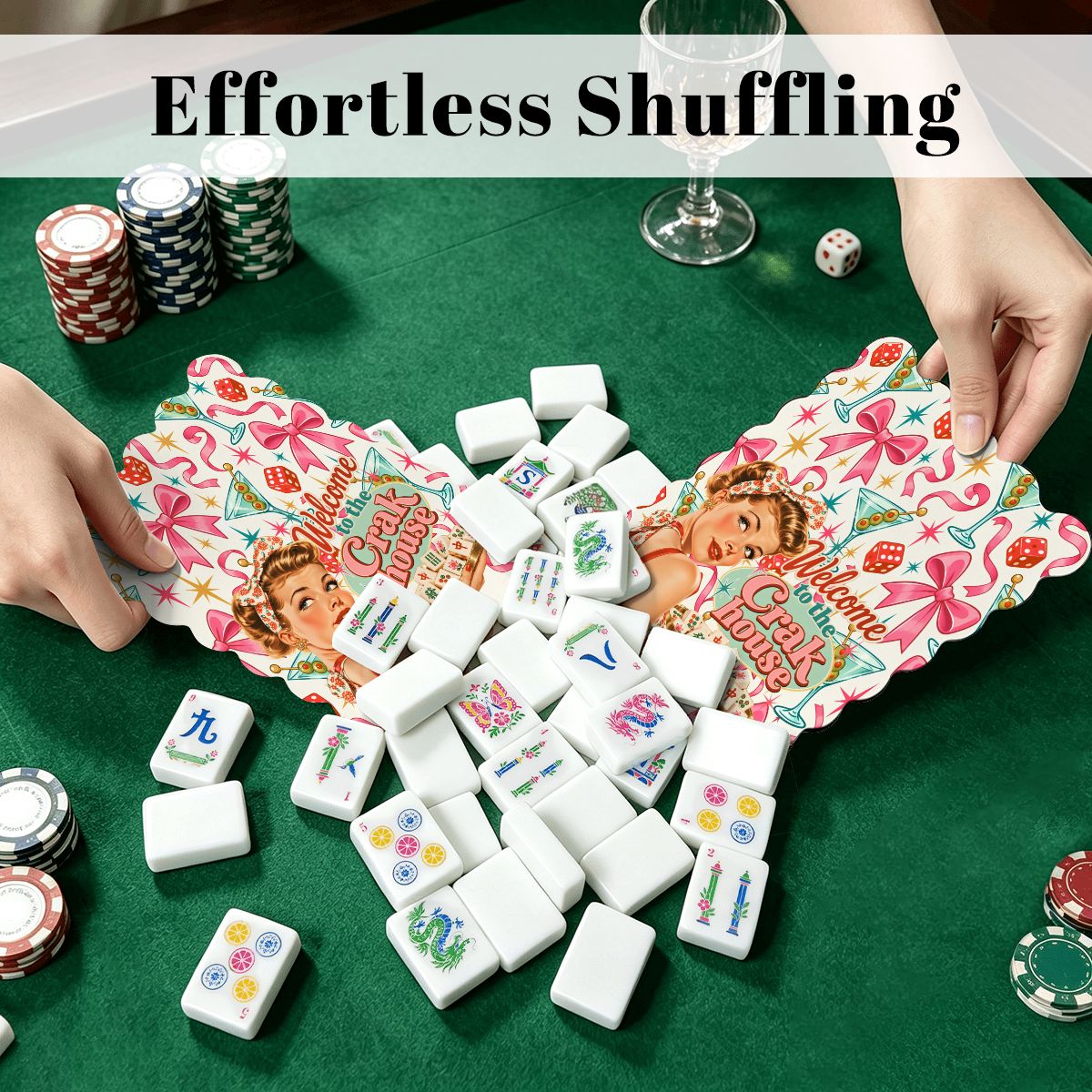 Funny Mahjong Welcome To The Crak House Nostalgic Scalloped Mahjong Shuffler Cards  Set of 4