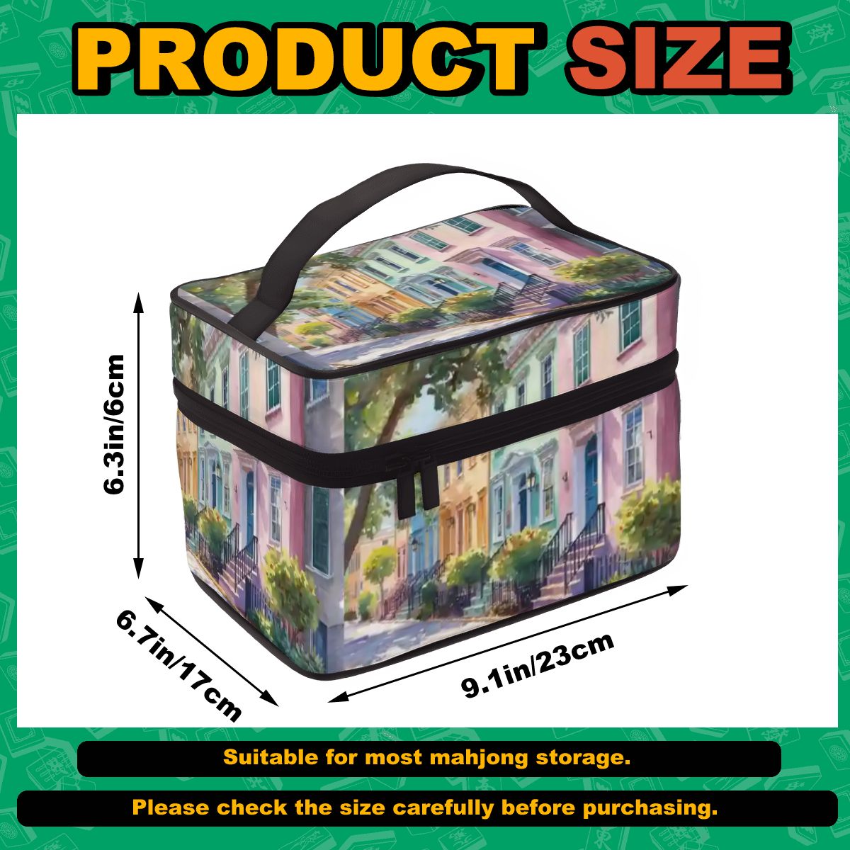 Charleston South Carolina Mahjong Tile Bag, Rainbow Row Designed - Splash of Color Co.