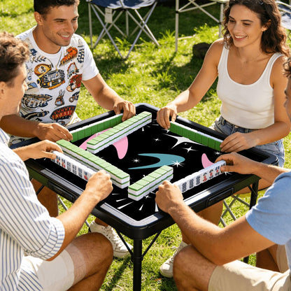 Sky Rockets In Flight Modern Black Mini Mahjong Mat - Splash of Color Co.
