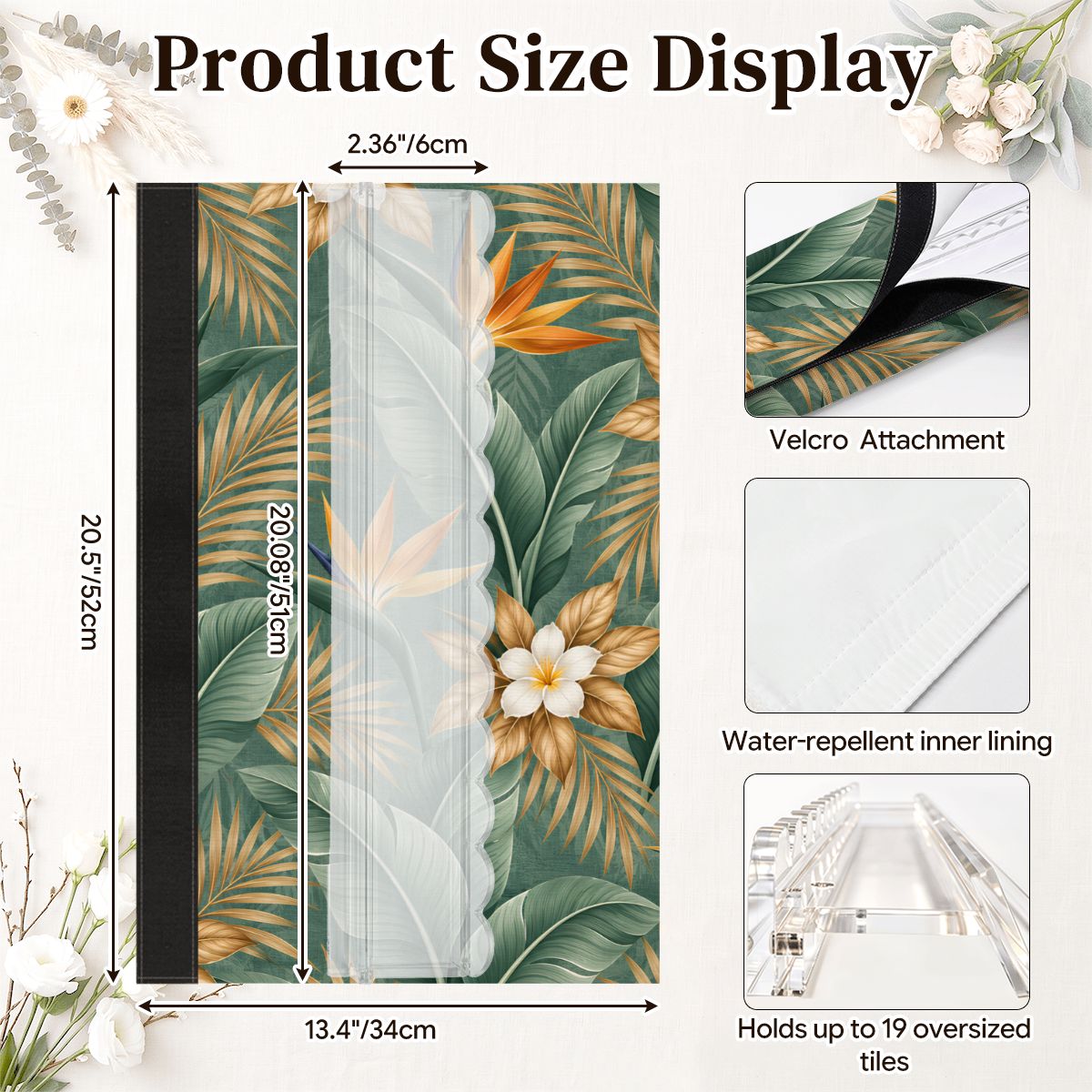 Lotus Botanical Bag Extended Mahjong Clear Rack Set  4pcs Scalloped Pushers