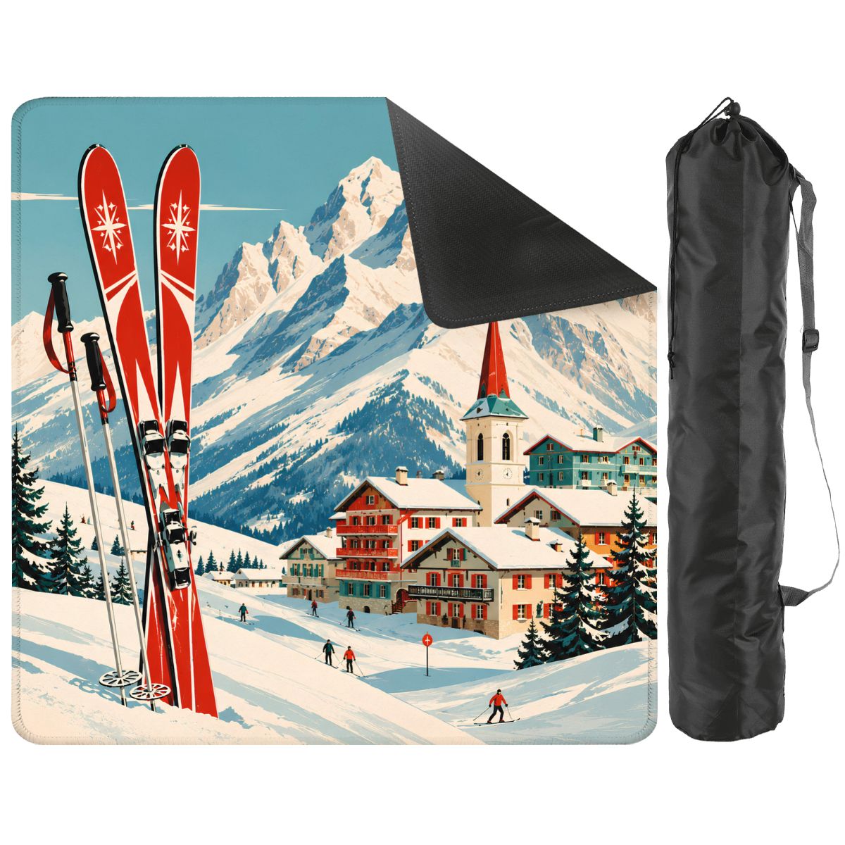 Alpine Ski Lodge Mahjong Winter Play Mat - Splash Of Mahj And Color Co.