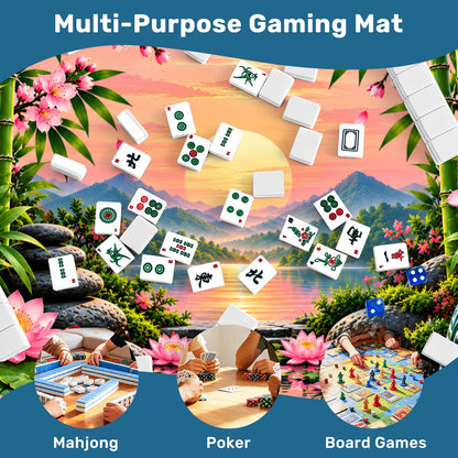 Peace And Tranquility Mahjong Mat Sleek Surface - Splash Of Mahj And Color Co.