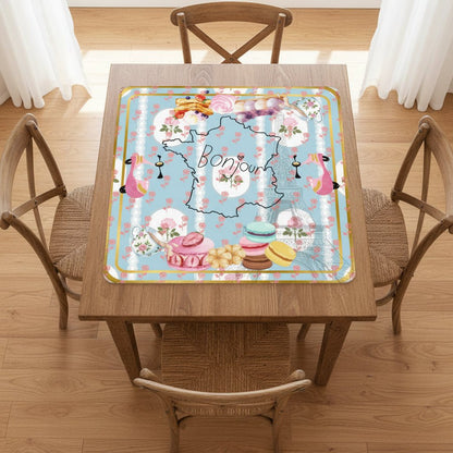 The French Patisserie Mahjong Mat 33"x33" (Ship Rolled up) - Splash of Color Co.