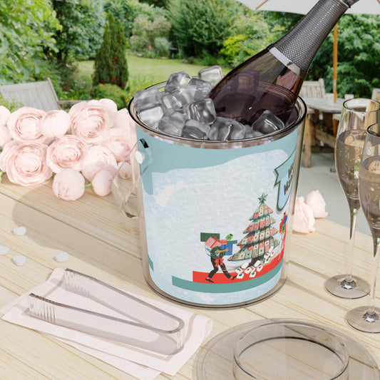 Mahjong Christmas Merry Mahjong Festive Ice Bucket with Tongs