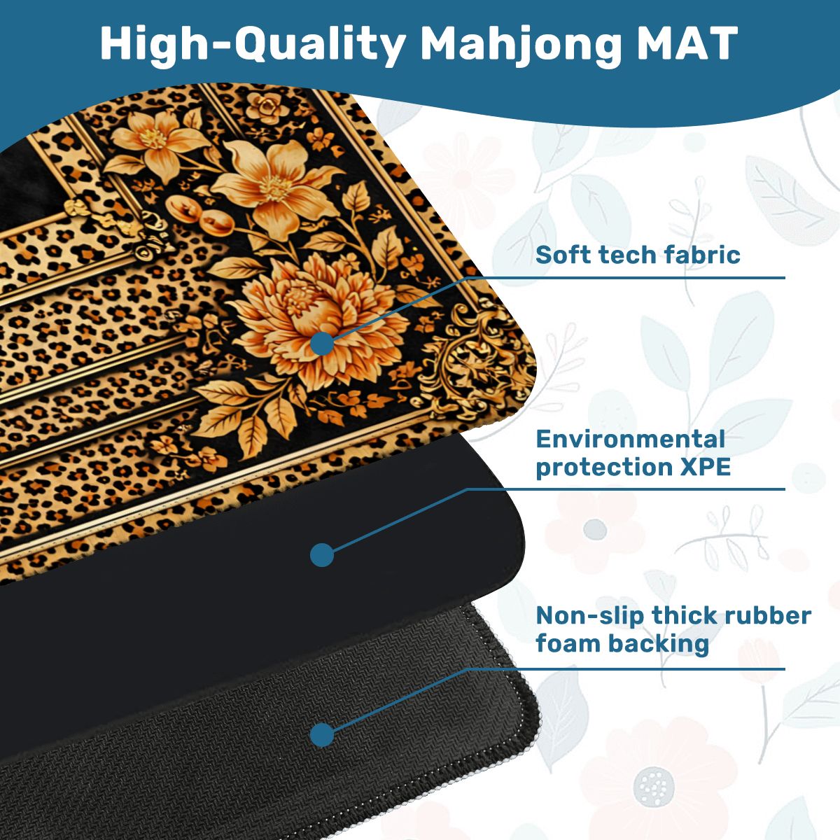 Leopard Print Mahjong Mat With Gilded Dragons Black And Gold - Splash of Color Co.