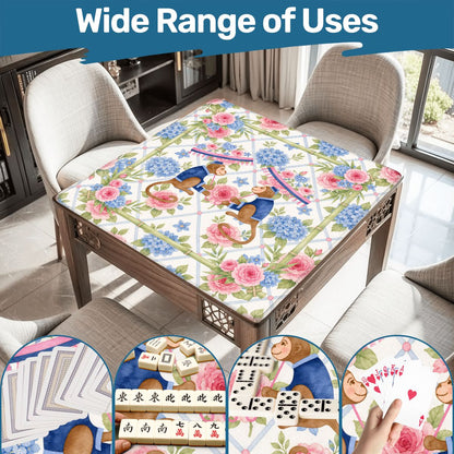 Mahjong Monkey Floral Infusion Hydrangeas Blue And Pink Mahjong Mat - Splash of Color Co.