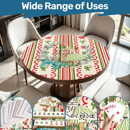Books And Nooks Christmas Round Mahjong Mat