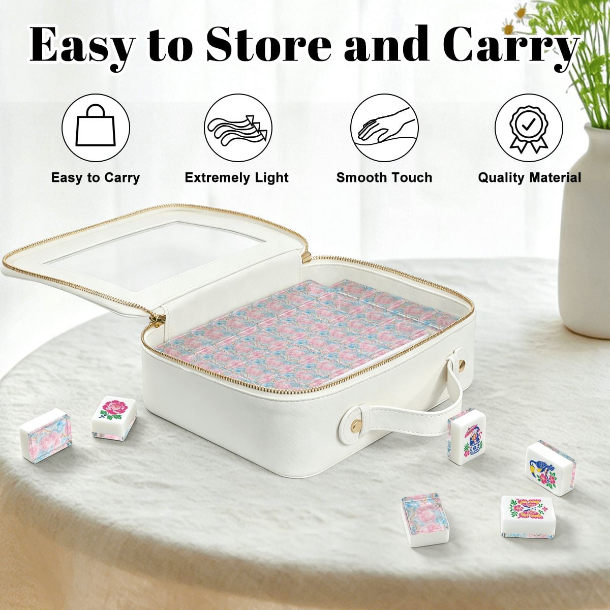 Chinoiserie Cotton Candy Dreams American Engraved Mahjong Tiles And Carry Case - Splash Of Mahj And Color Co.
