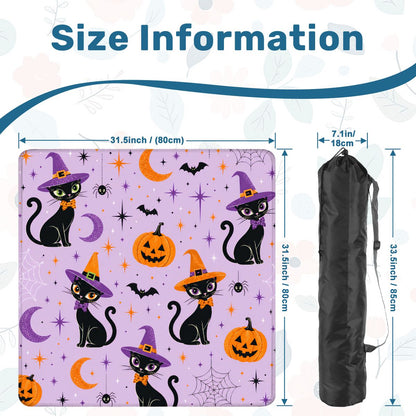 Witchey Poo Black Cat Purple Orange Black Mahjong Mat - Splash Of Mahj And Color Co.