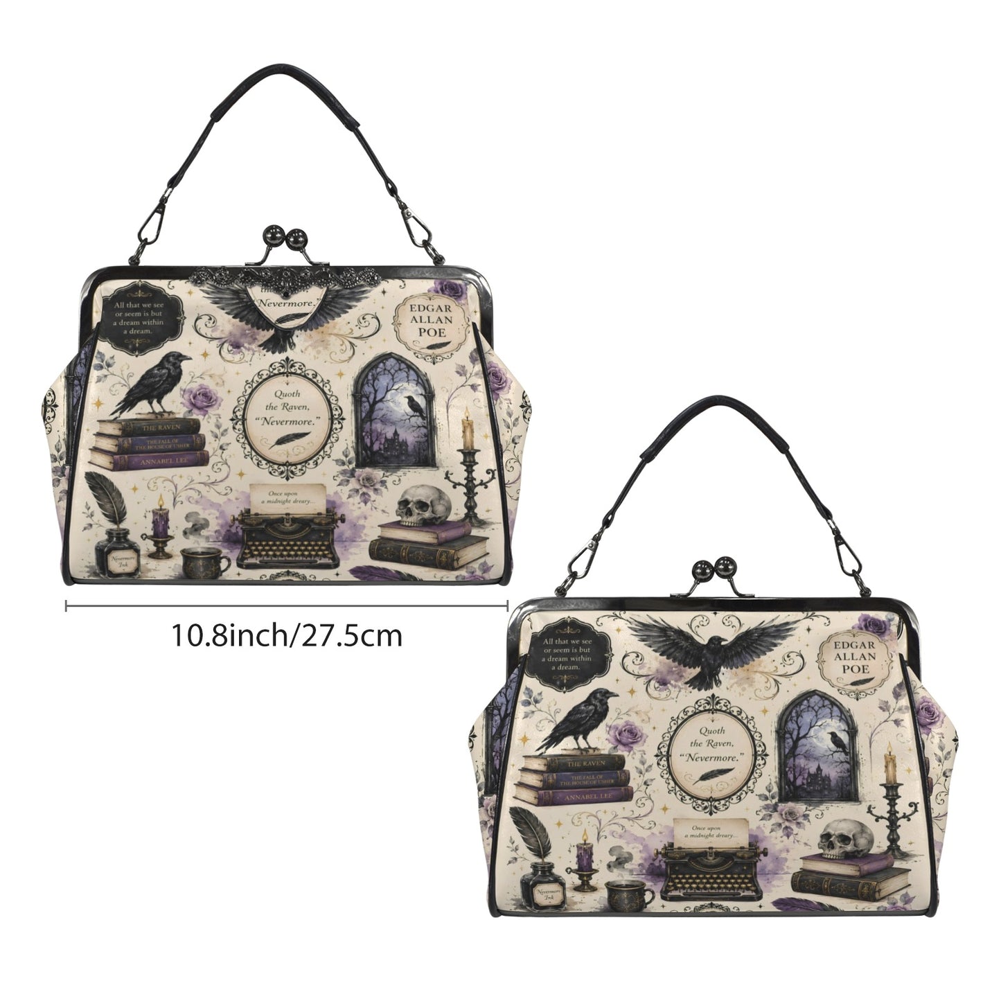 Edgar Allen Poe Literature Lover Gothic Kisslock Purse