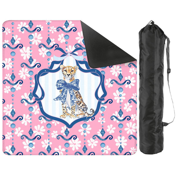 Charleston Cheetah Preppy Pink Floral Mahjong Mat - Splash of Color Co.
