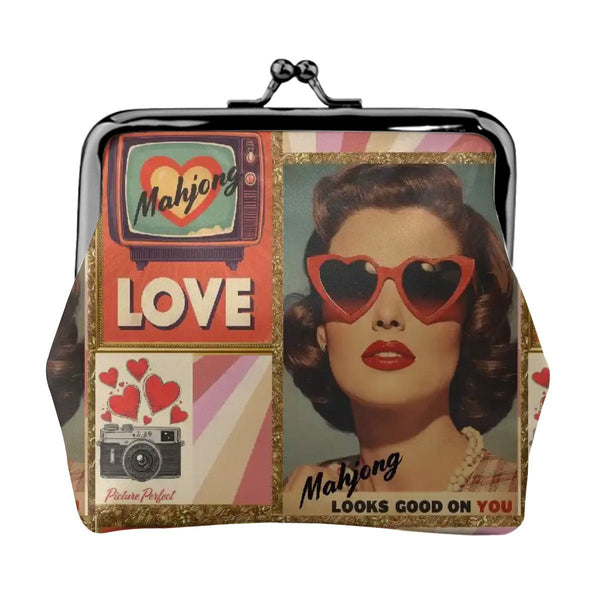 The Era Of Mahjong Looks Good On You Women's Leather Kiss Lock Coin Purse - Splash of Color Co.