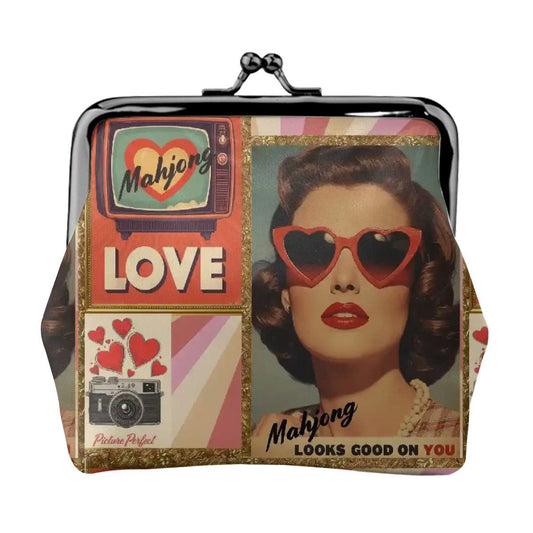 The Era Of Mahjong Looks Good On You Women's Leather Kiss Lock Coin Purse - Splash of Color Co.