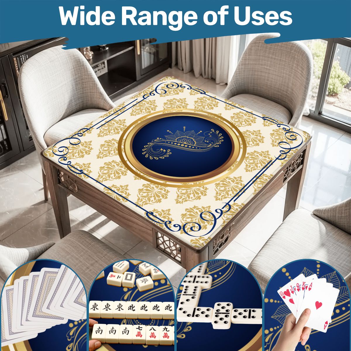 Art Deco Golden Gilded Brocade Mahjong Mat - Splash of Color Co.