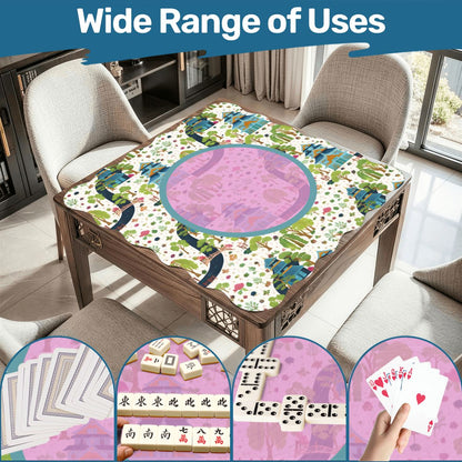 Mahjong Mat Chinoiserie Pagoda Asian Garden Scalloped - Splash of Color Co.